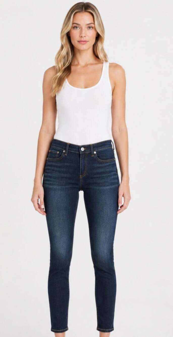 Rag & Bone Cate Mid Rise Ankle Skinny Jeans Womens 30 Dark Wash Carmen Stretch